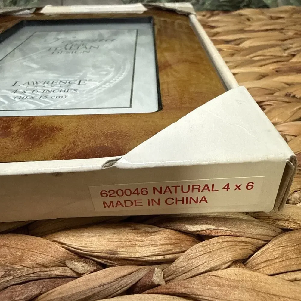 Lawrence Verona 4x6 Italian Design Burl Wood Photo Frame Glass New In Box NOS